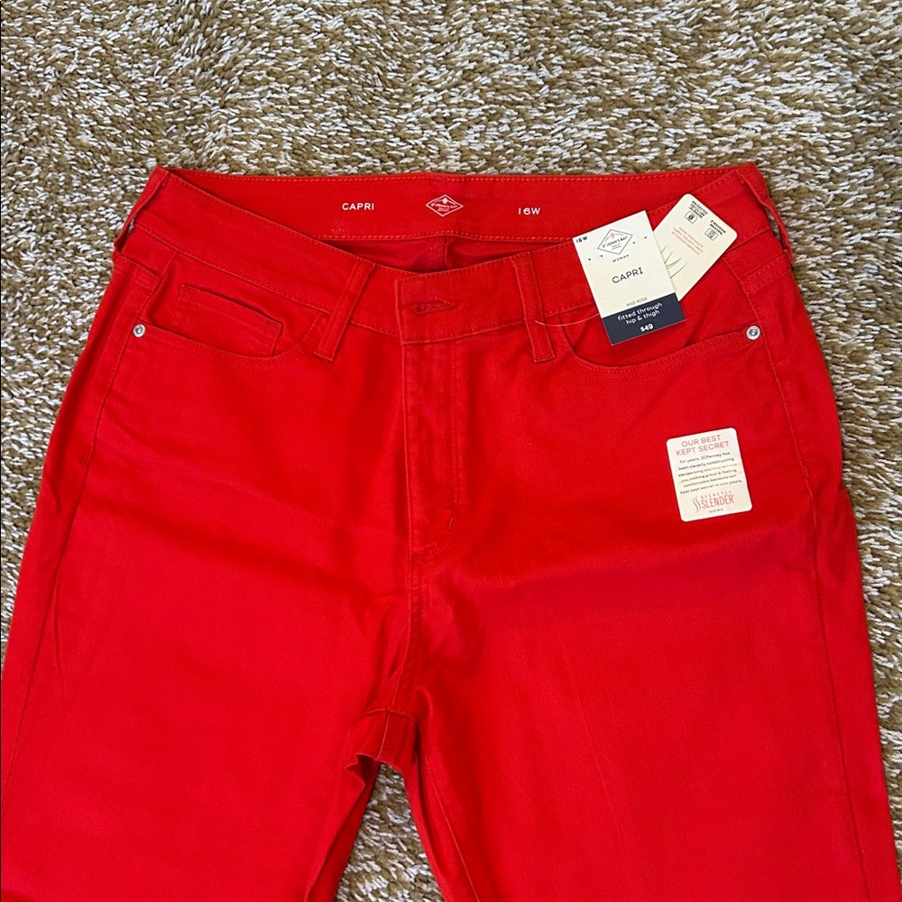 St. John's Bay Red Ankle & Cropped Jeans - Picture 2 of 3